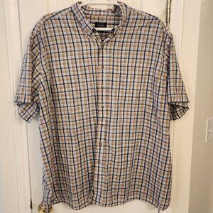 HB Beige / Navy / Brown Plaid Shirt – 4XL – 55% Cotton 45% Polyester